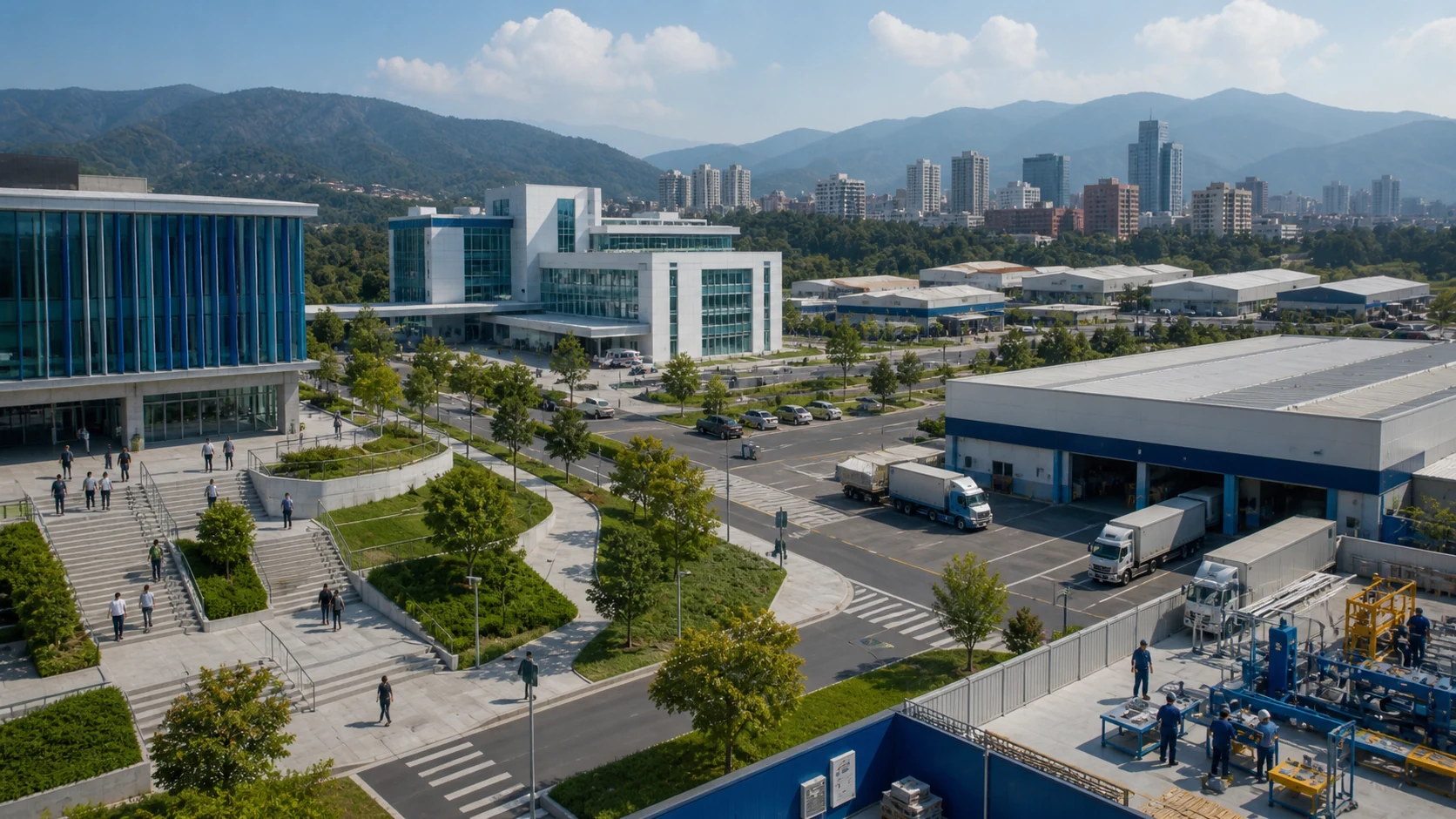Regional ecosystem with education, healthcare, industry, and distribution organizations